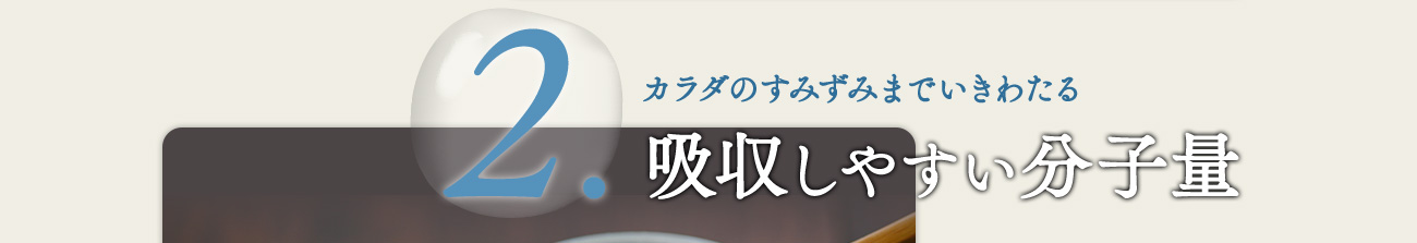 カラダのすみずみまでいきわたる吸収しやすい分子量