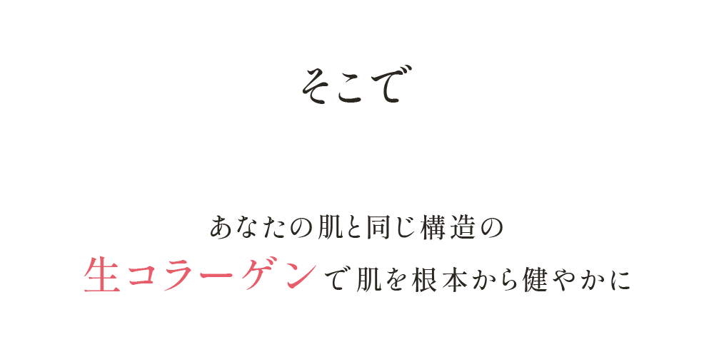 そこで あなたの肌と同じ構造の生コラーゲンで肌を根本から健やかに